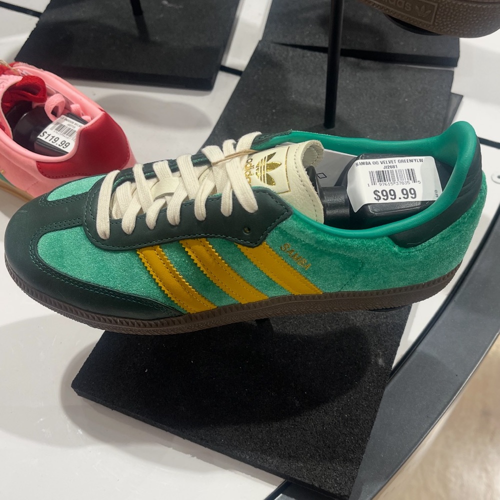 Green adidas sambas